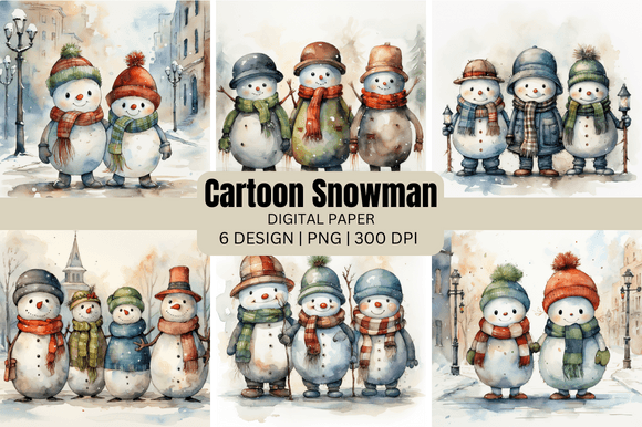 Charming Cartoon Christmas Snowman Backgrounds for Holiday Projects