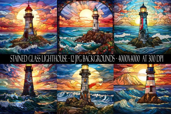 Crafting Coastal Charm with Stained Glass Lighthouse Backgrounds