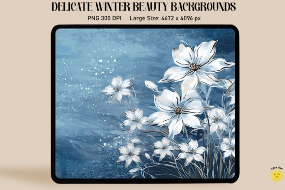 Crafting Serene Winter Magic with White Flowers on Winter Backgrounds