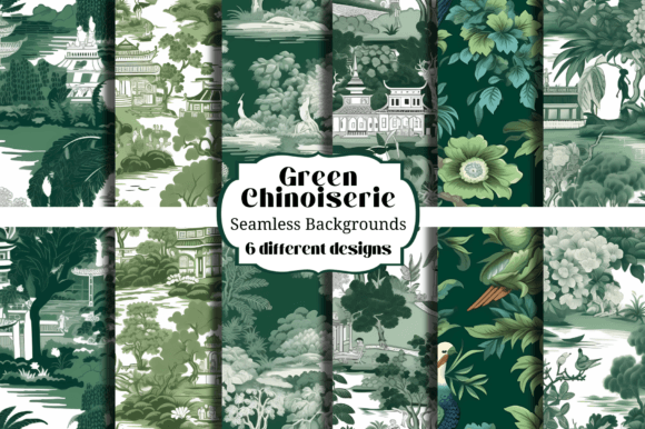 Elegant Green & White Chinoiserie Backgrounds for Modern Design