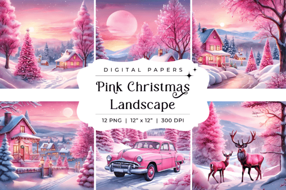 Embrace a Softer Holiday Aesthetic with Pink Christmas Landscape Backgrounds