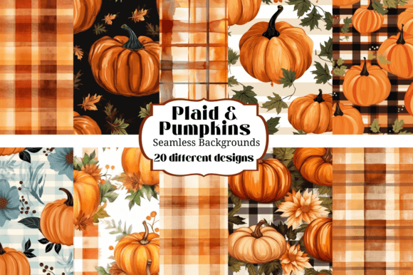 Plaid & Pumpkins: 20 Seamless Backgrounds for Autumn Creations