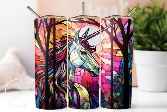 Retro Unicorn, Stained Glass Backgrounds: Creative Digital Assets