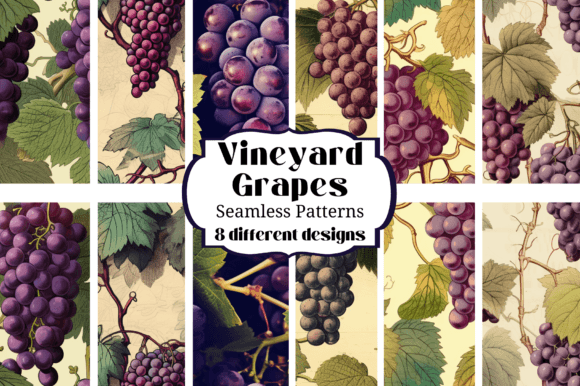 Rich Vineyard Patterns: Grapes Seamless Backgrounds for Creatives