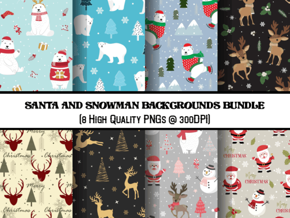 Santa Claus & Snowman Backgrounds Bundle: Festive Design Foundations