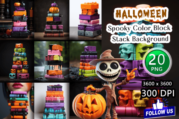 Spooky Color Block Stack Backgrounds: A Modern Halloween