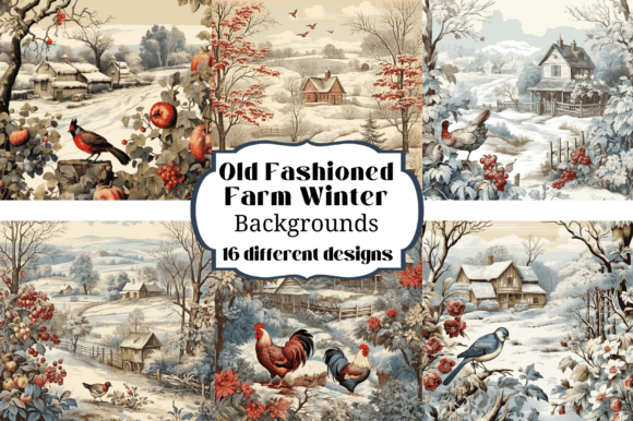 Timeless Winter Charm: Old Fashioned Farm Backgrounds