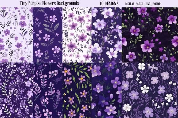 Tiny Purple Flowers Backgrounds for Creative Projects