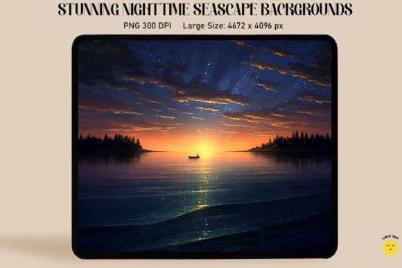 Transform Your Designs with Stunning Nighttime Seascape Backgrounds