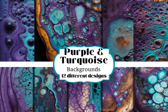 Unleash Creative Edge with Grunge Purple & Turquoise Backgrounds
