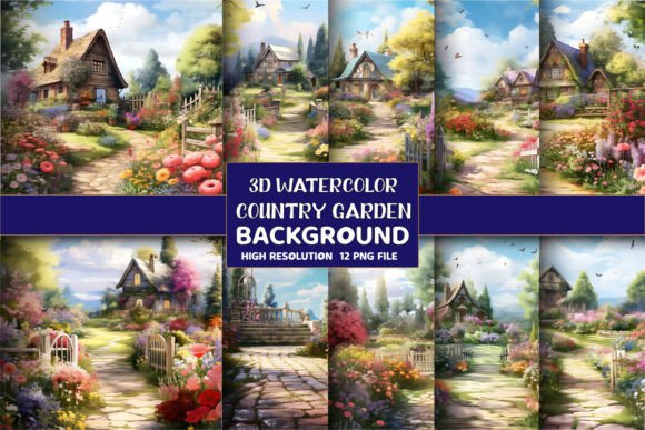 Unlock Rustic Charm with 3D Watercolor Country Garden Backgrounds