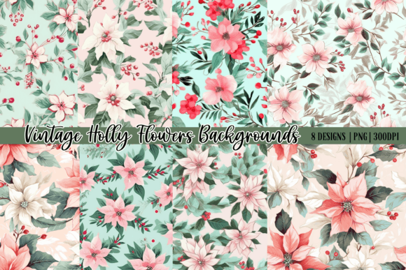 Vintage Holly Flowers Backgrounds: A Designer's Go-To Asset
