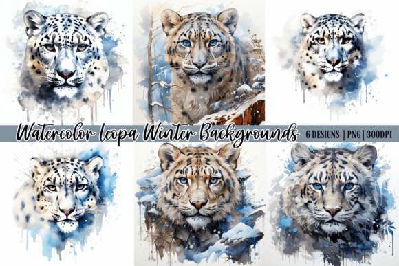 Watercolor Leopa Winter Backgrounds: A Creative Asset