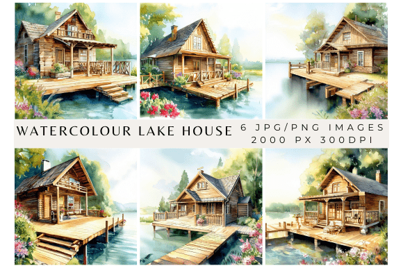 Watercolour Lake House Backgrounds: Infusing Charm into Your Projects
