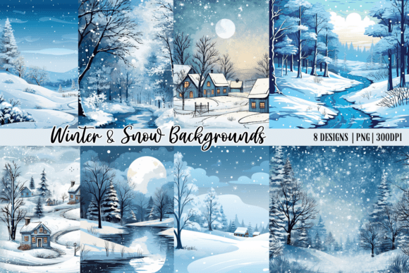 Winter & Snow Backgrounds: 8 Seamless Designs for Your Projects