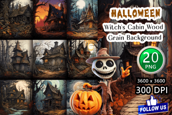 Witch's Cabin Wood Grain Backgrounds for Halloween Designs